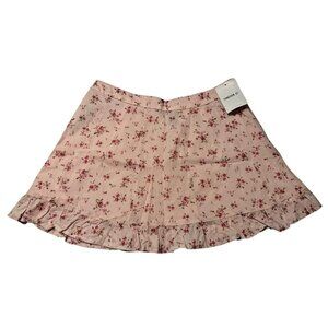 Forever 21 Pink rose Floral mini skirt medium zipper lined cotton NWT